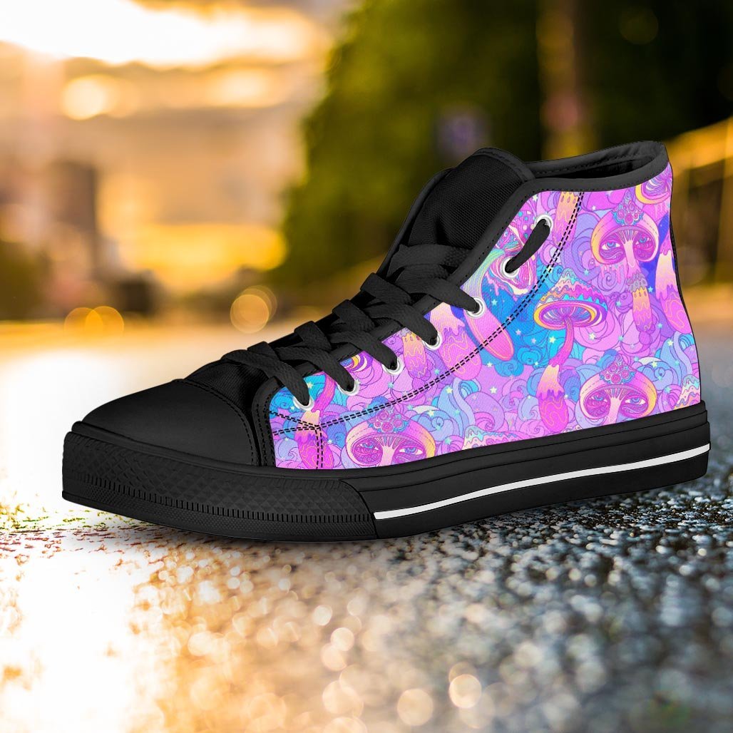 Mushroom Psychedelic Trippy Women's High Top Shoes-grizzshop