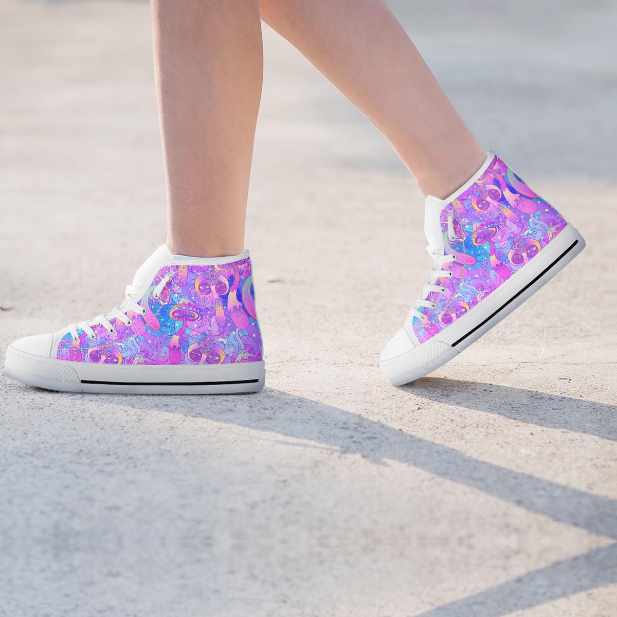 Mushroom Psychedelic Trippy Women's High Top Shoes-grizzshop