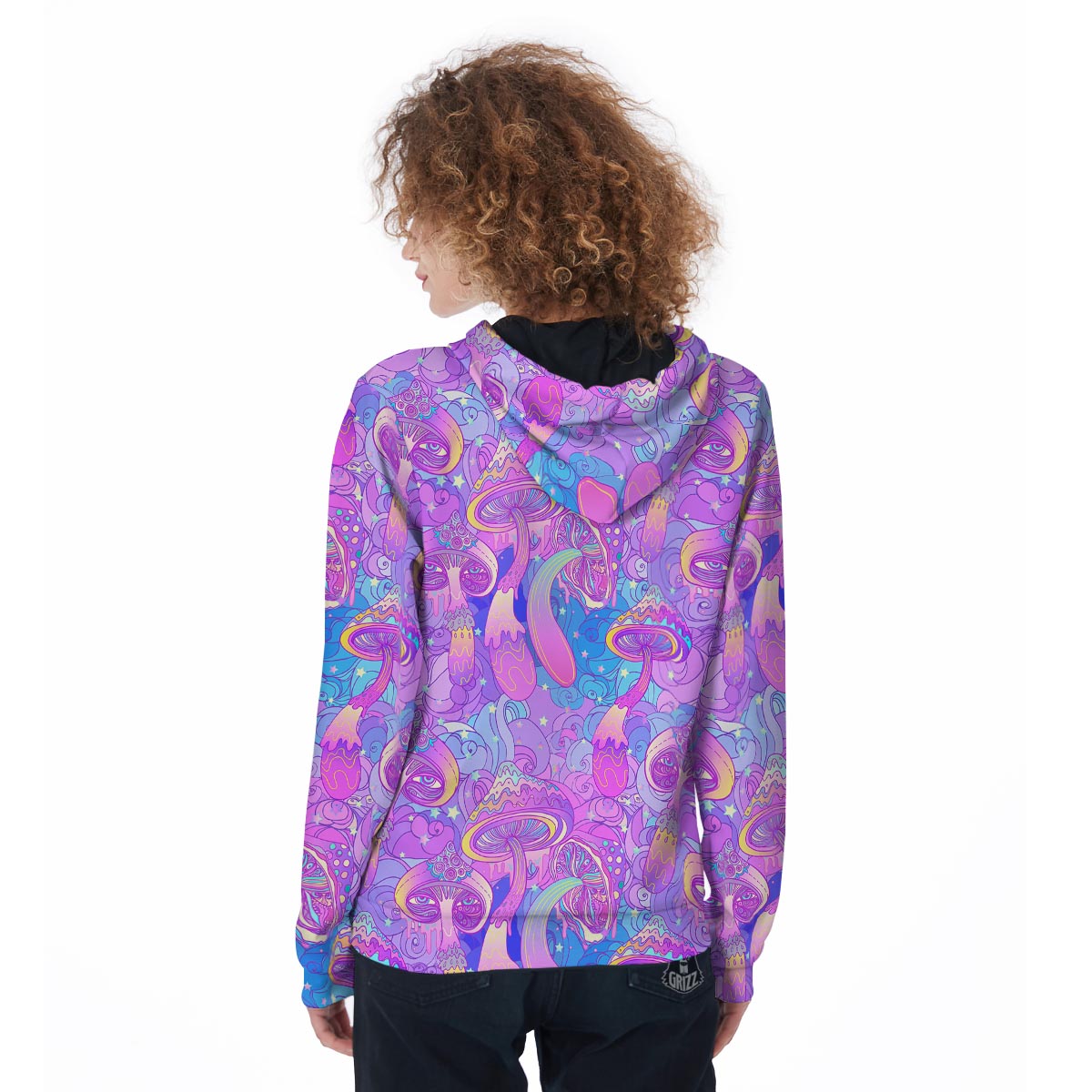 Mushroom Psychedelic Trippy Women's Zip Up Hoodie-grizzshop