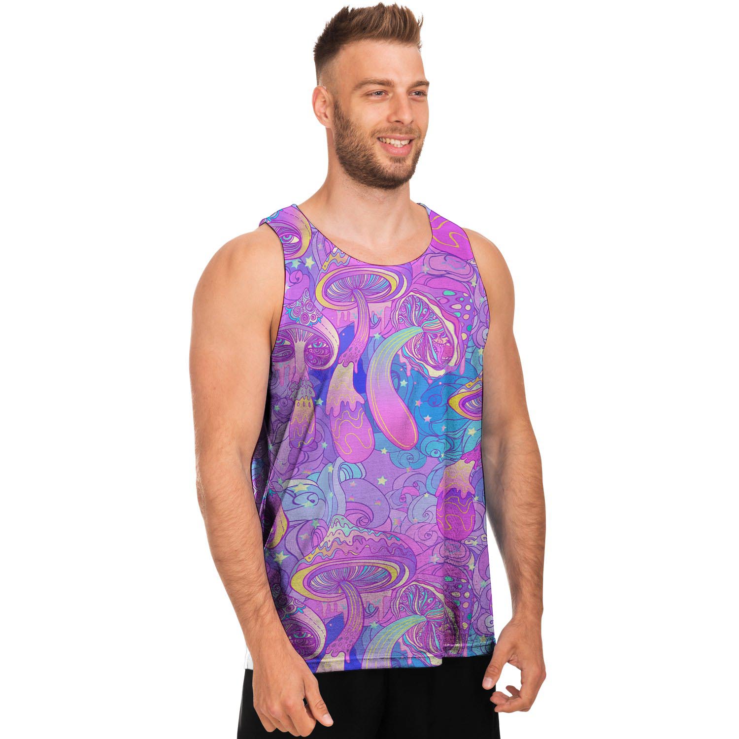 Mushroom Psychedelic Trippy Men's Tank Tops-grizzshop