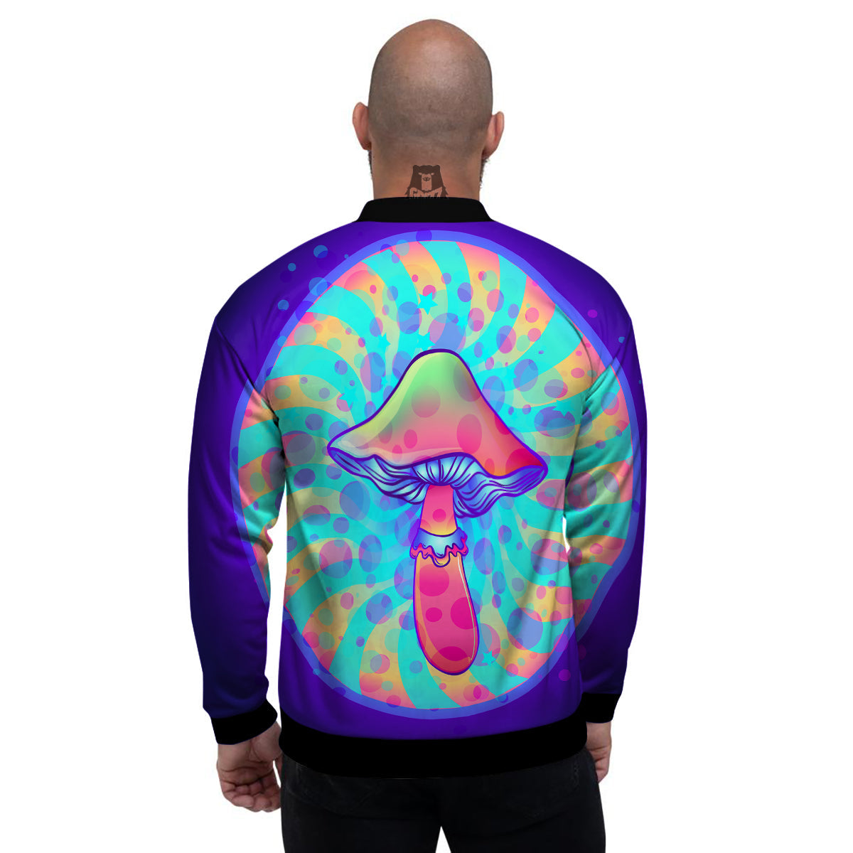 Mushrooms Psychedelic Print Men's Bomber Jacket-grizzshop
