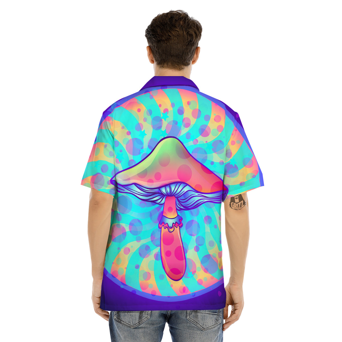 Mushrooms Psychedelic Print Men's Hawaiian Shirt-grizzshop