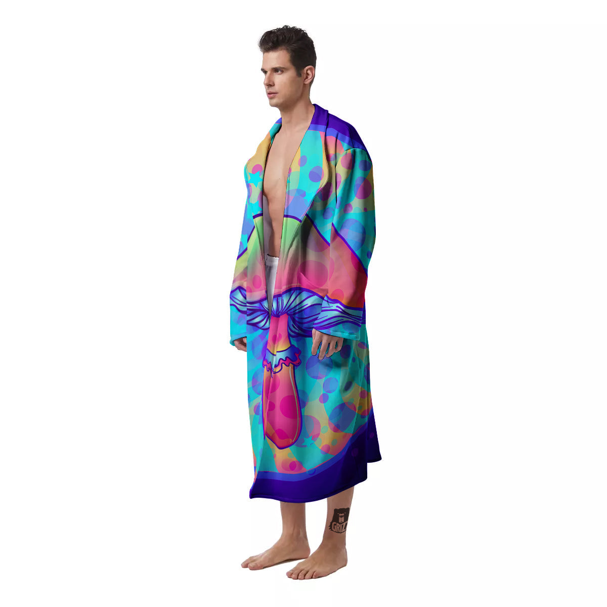 Mushrooms Psychedelic Print Men's Robe-grizzshop