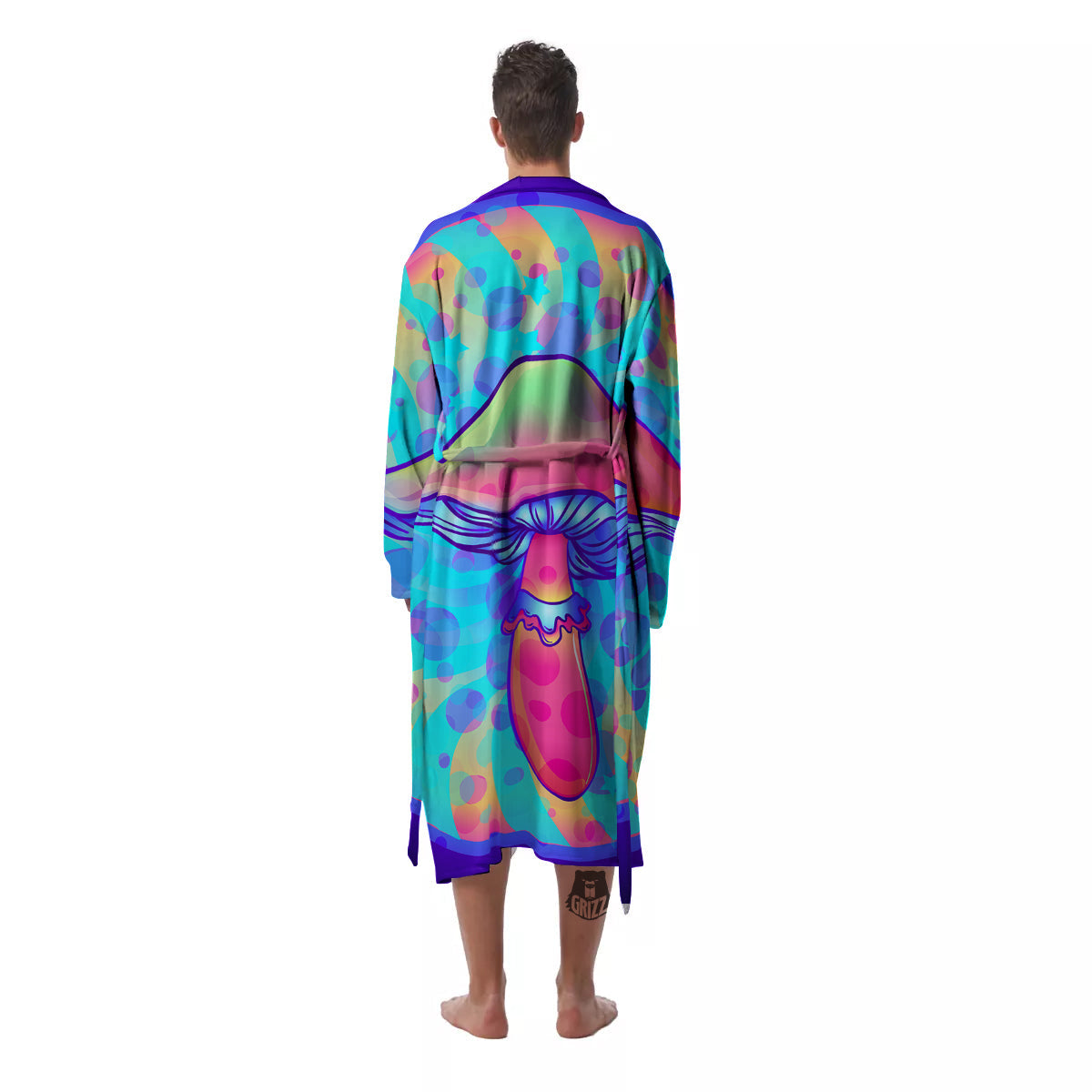 Mushrooms Psychedelic Print Men's Robe-grizzshop