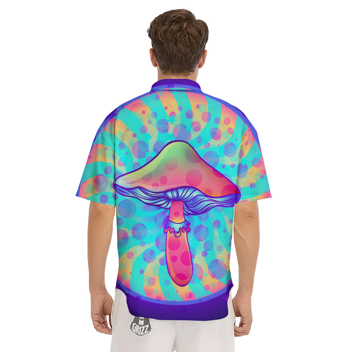 Mushrooms Psychedelic Print Men's Short Sleeve Shirts-grizzshop
