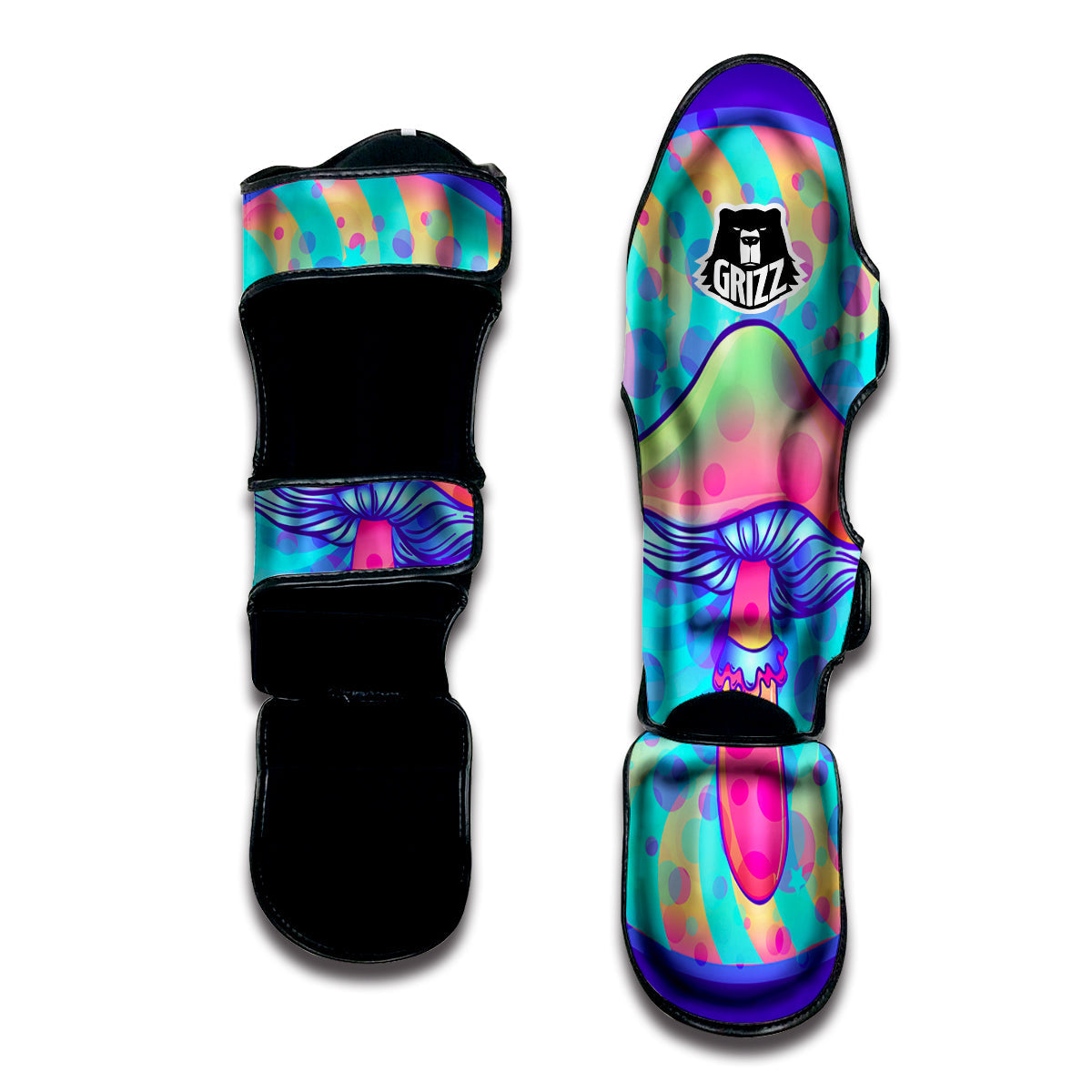 Mushrooms Psychedelic Print Muay Thai Shin Guards-grizzshop