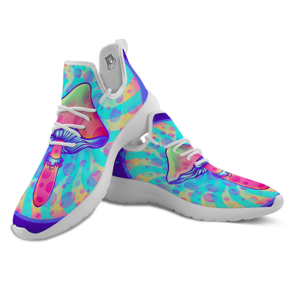 Mushrooms Psychedelic Print White Athletic Shoes-grizzshop