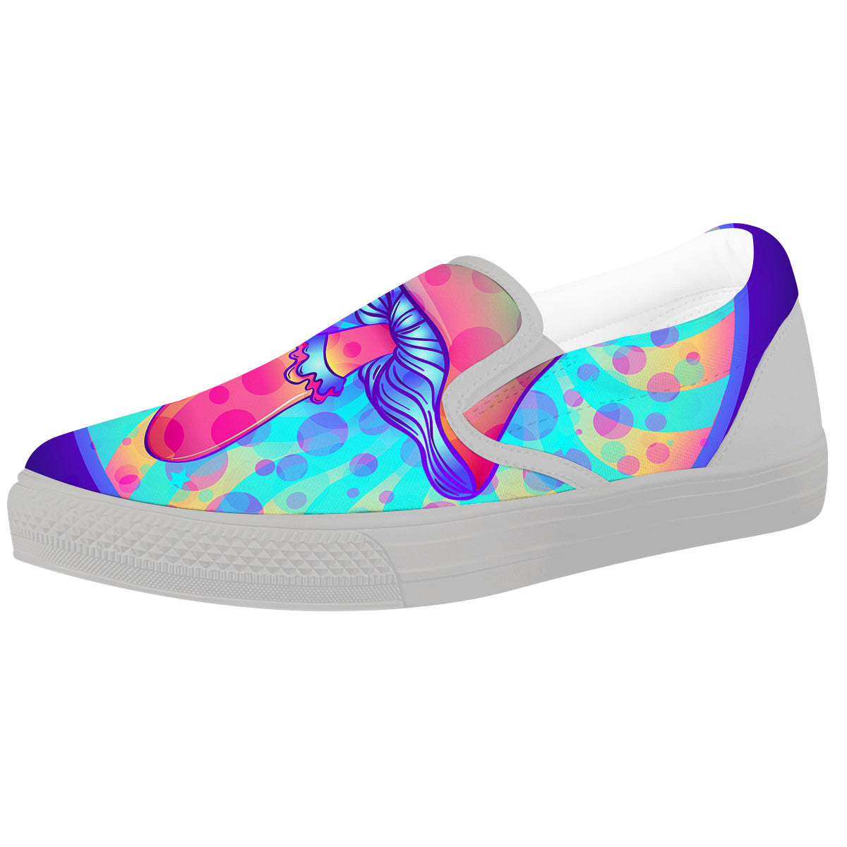 Mushrooms Psychedelic Print White Slip On Shoes-grizzshop