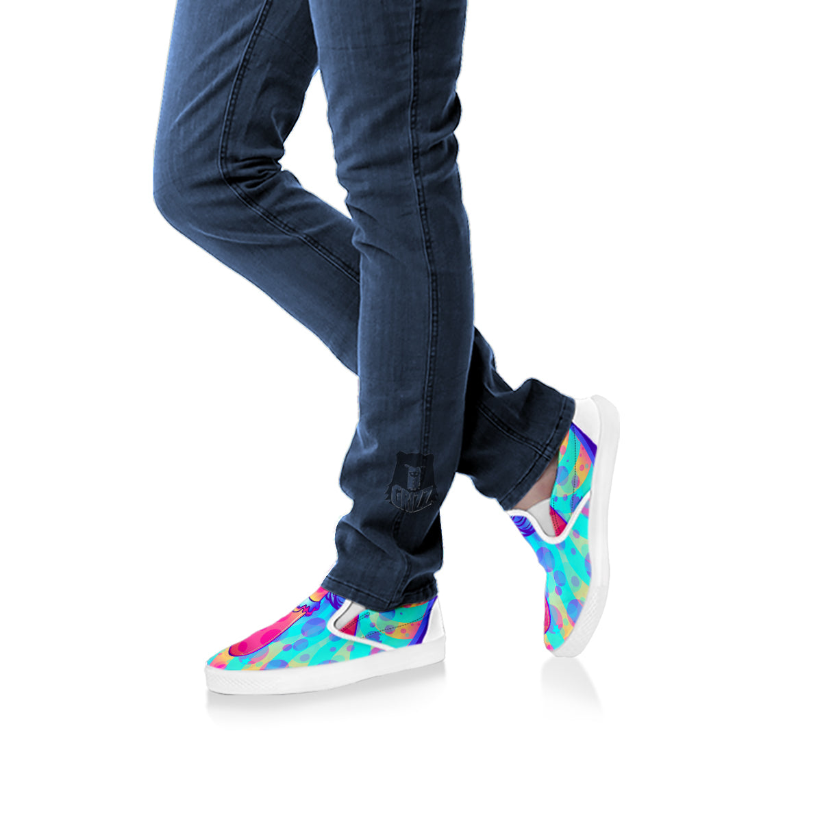 Mushrooms Psychedelic Print White Slip On Shoes-grizzshop