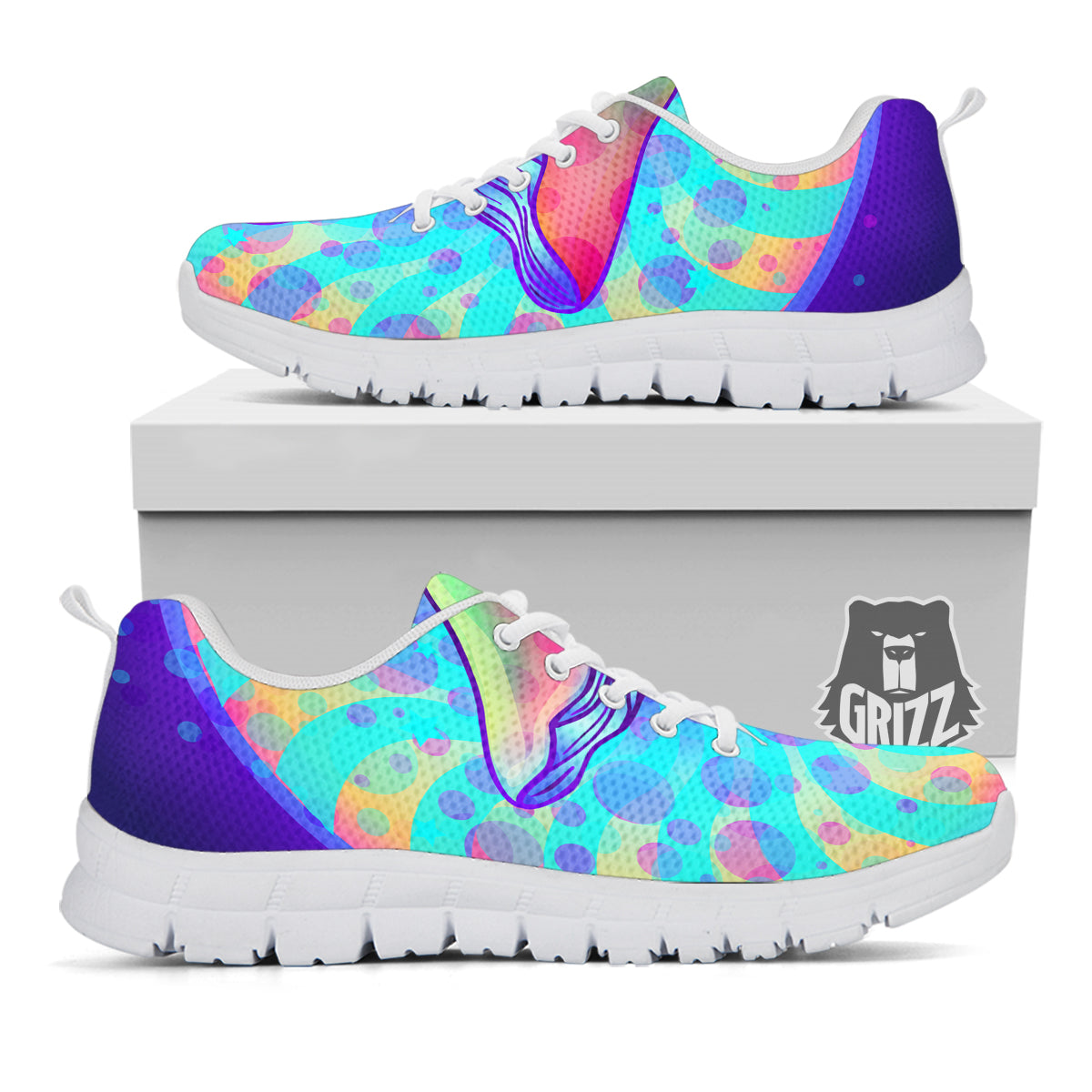 Mushrooms Psychedelic Print White Sneaker-grizzshop
