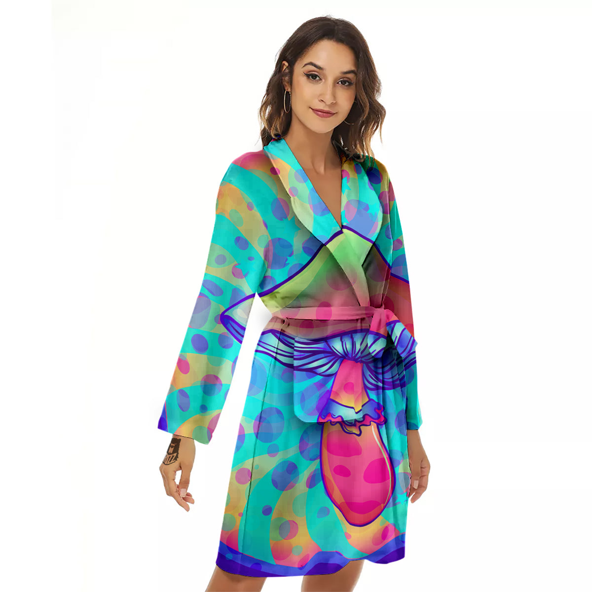 Mushrooms Psychedelic Print Women's Robe-grizzshop
