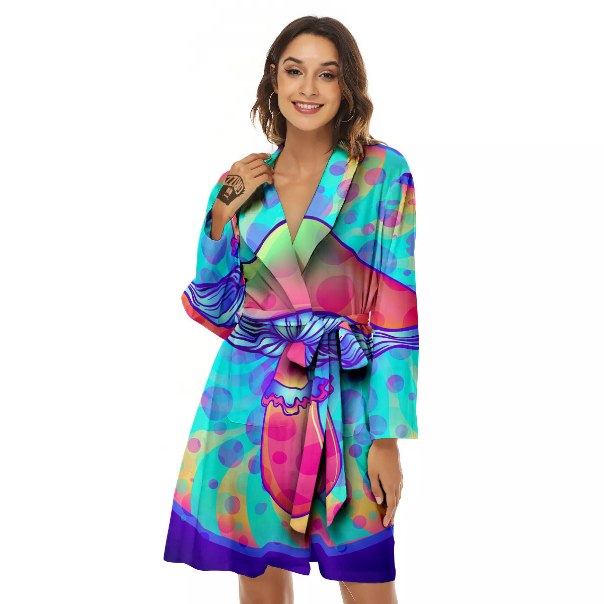Mushrooms Psychedelic Print Women's Robe-grizzshop