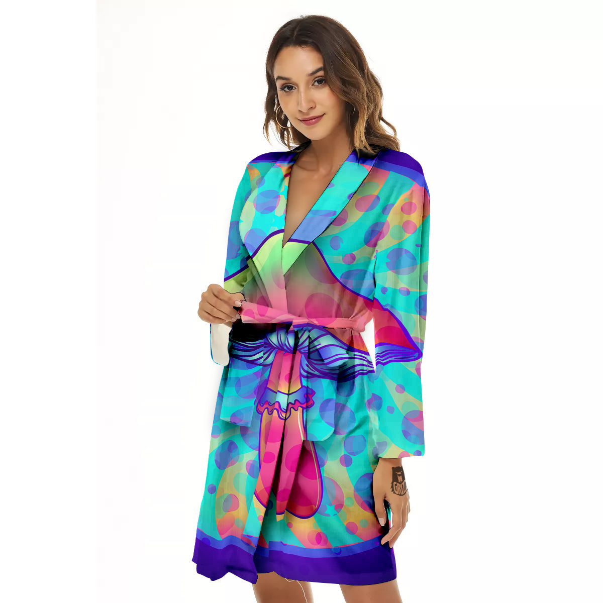 Mushrooms Psychedelic Print Women's Robe-grizzshop
