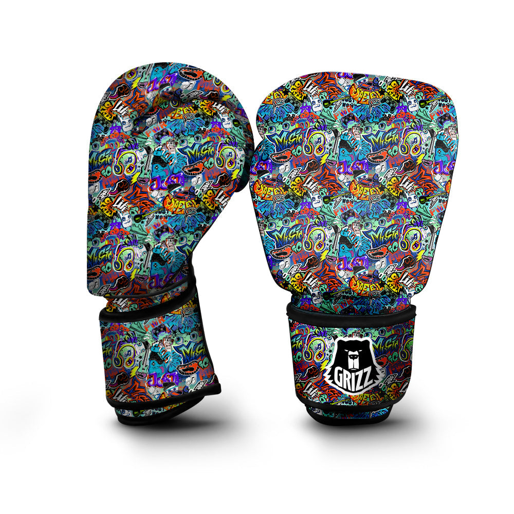 Music Abstract Print Pattern Boxing Gloves-grizzshop