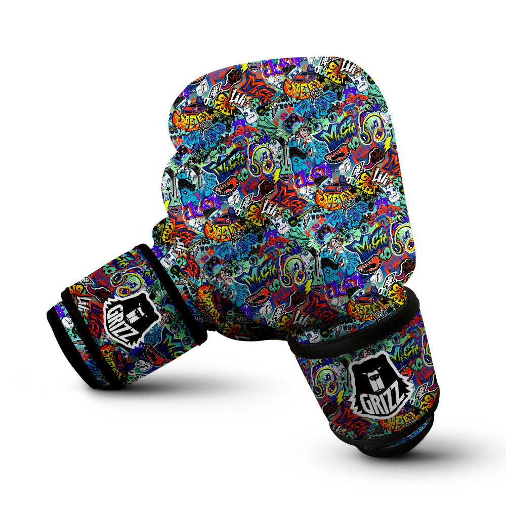Music Abstract Print Pattern Boxing Gloves-grizzshop