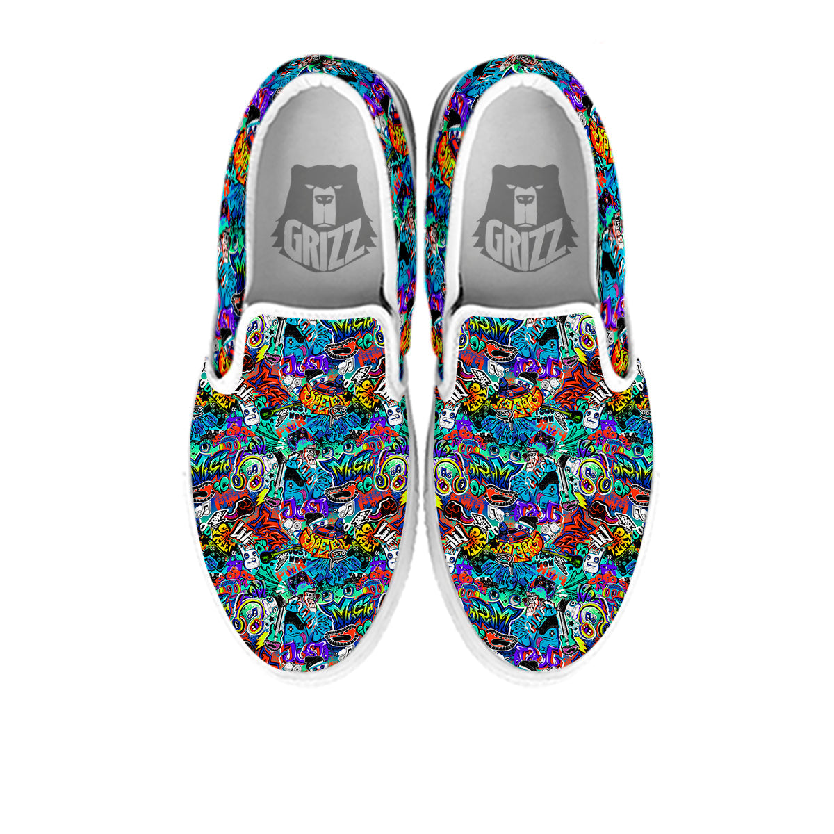 Music Abstract Print Pattern White Slip On Shoes-grizzshop