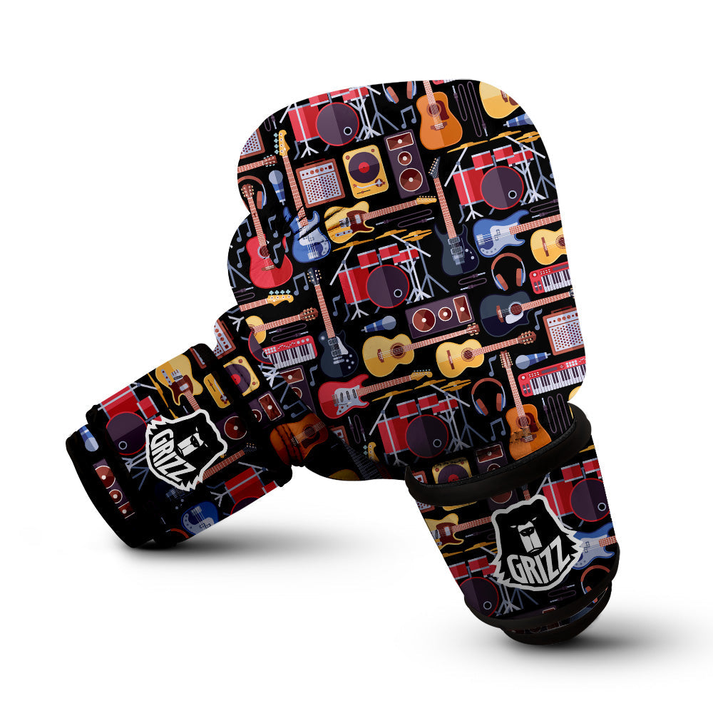 Music Instruments Print Pattern Boxing Gloves-grizzshop