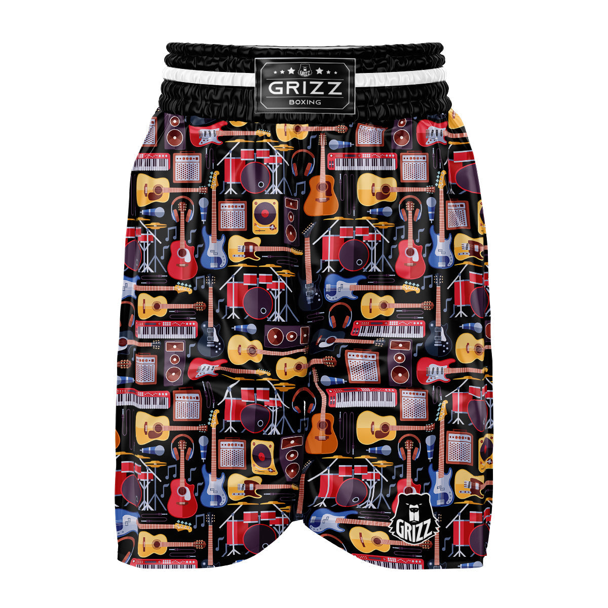 Music Instruments Print Pattern Boxing Shorts-grizzshop