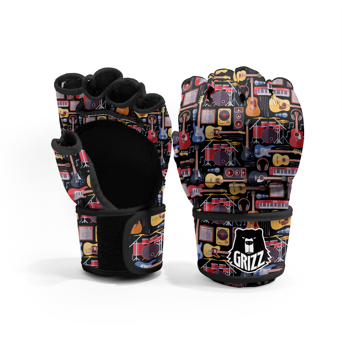 Music Instruments Print Pattern MMA Gloves-grizzshop