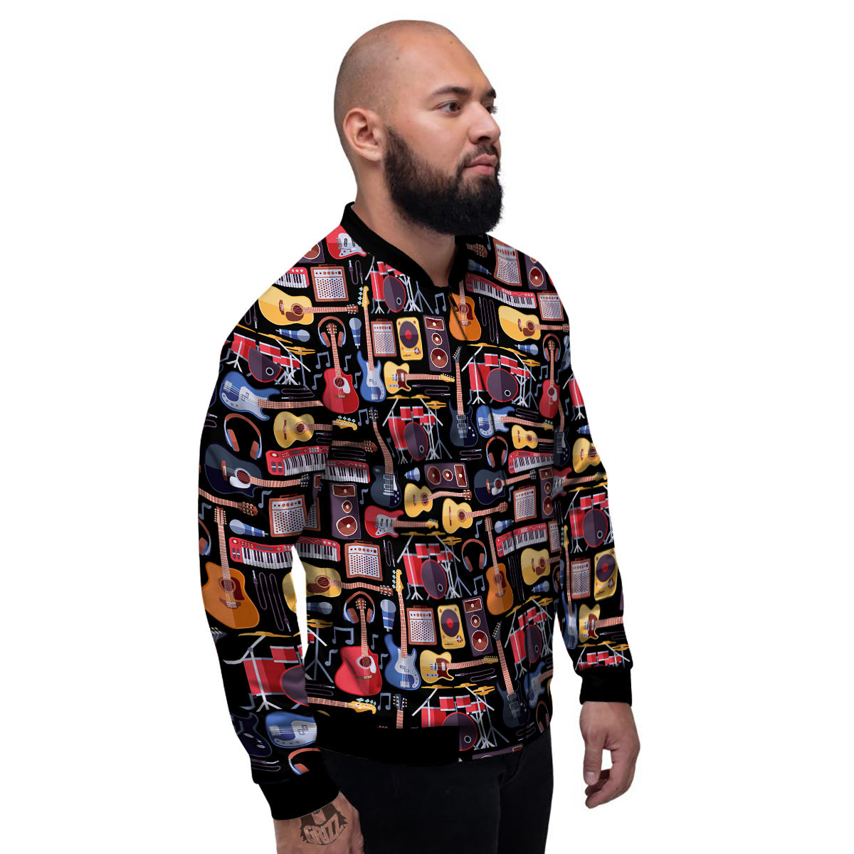 Music Instruments Print Pattern Men's Bomber Jacket-grizzshop