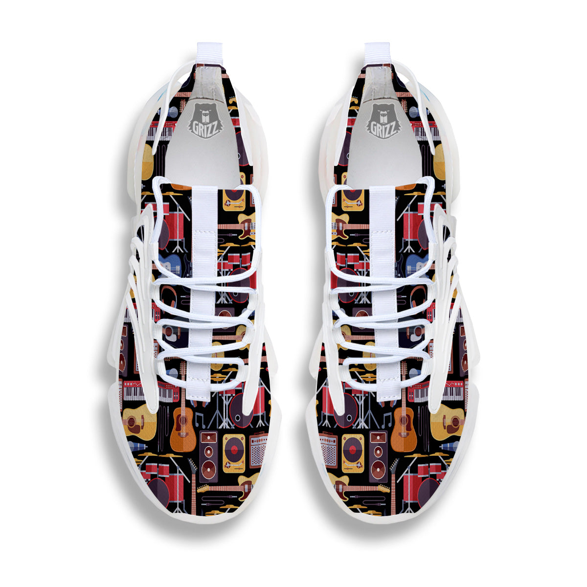 Music Instruments Print Pattern White Gym Shoes-grizzshop