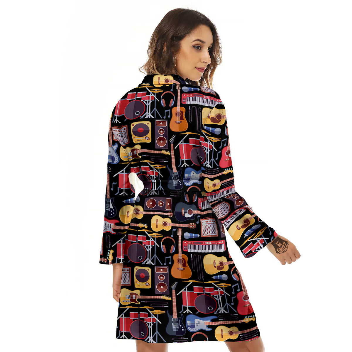 Music Instruments Print Pattern Women's Robe-grizzshop
