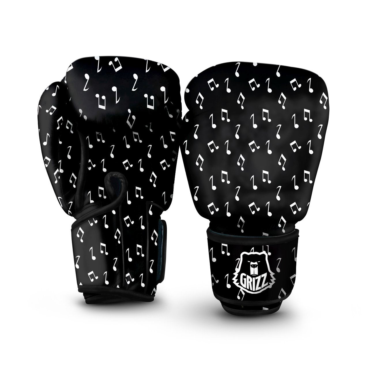 Music Note Black And White Print Pattern Boxing Gloves-grizzshop