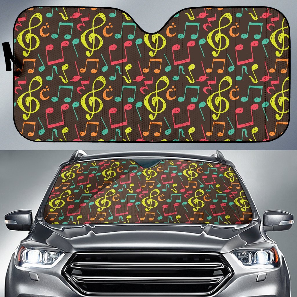 Music Note Colorful Pattern Print Car Sun Shade-grizzshop