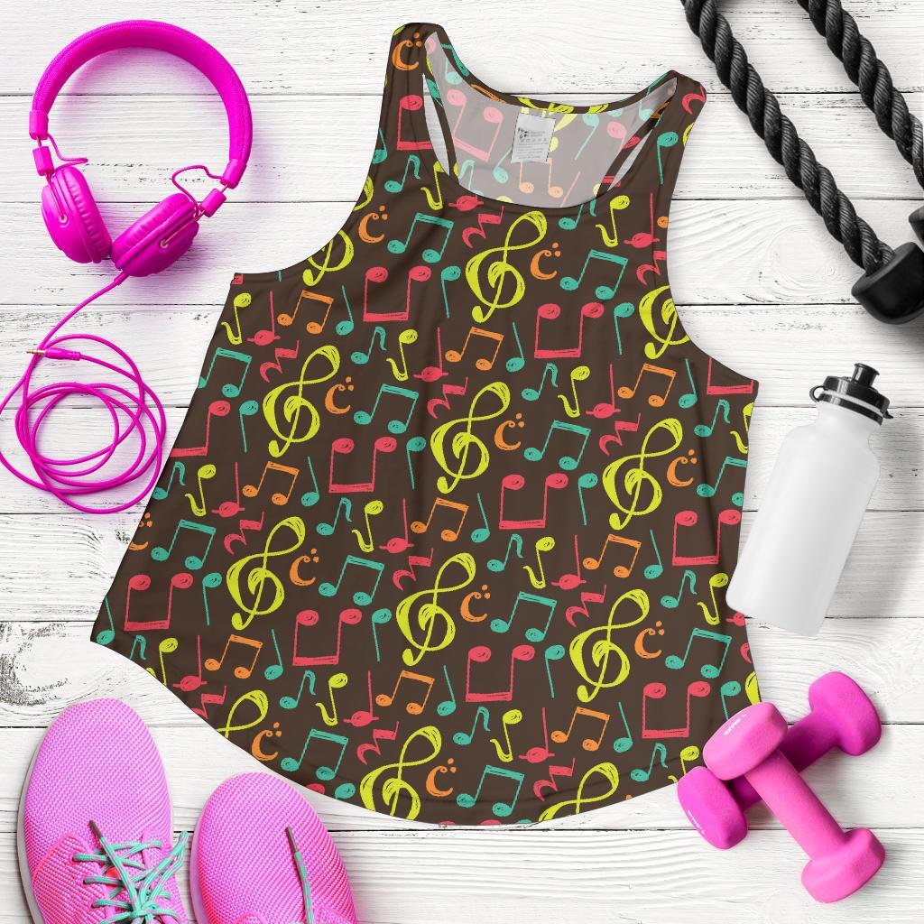 Music Note Colorful Pattern Print Racerback Tank Tops-grizzshop