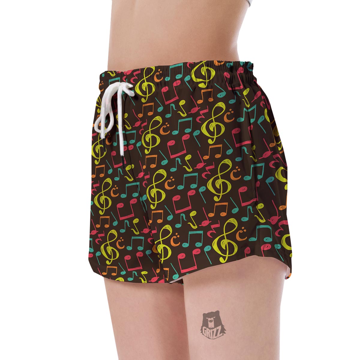 Music Note Colorful Pattern Print Women's Shorts-grizzshop