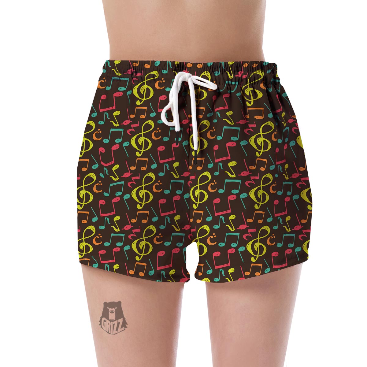 Music Note Colorful Pattern Print Women's Shorts-grizzshop