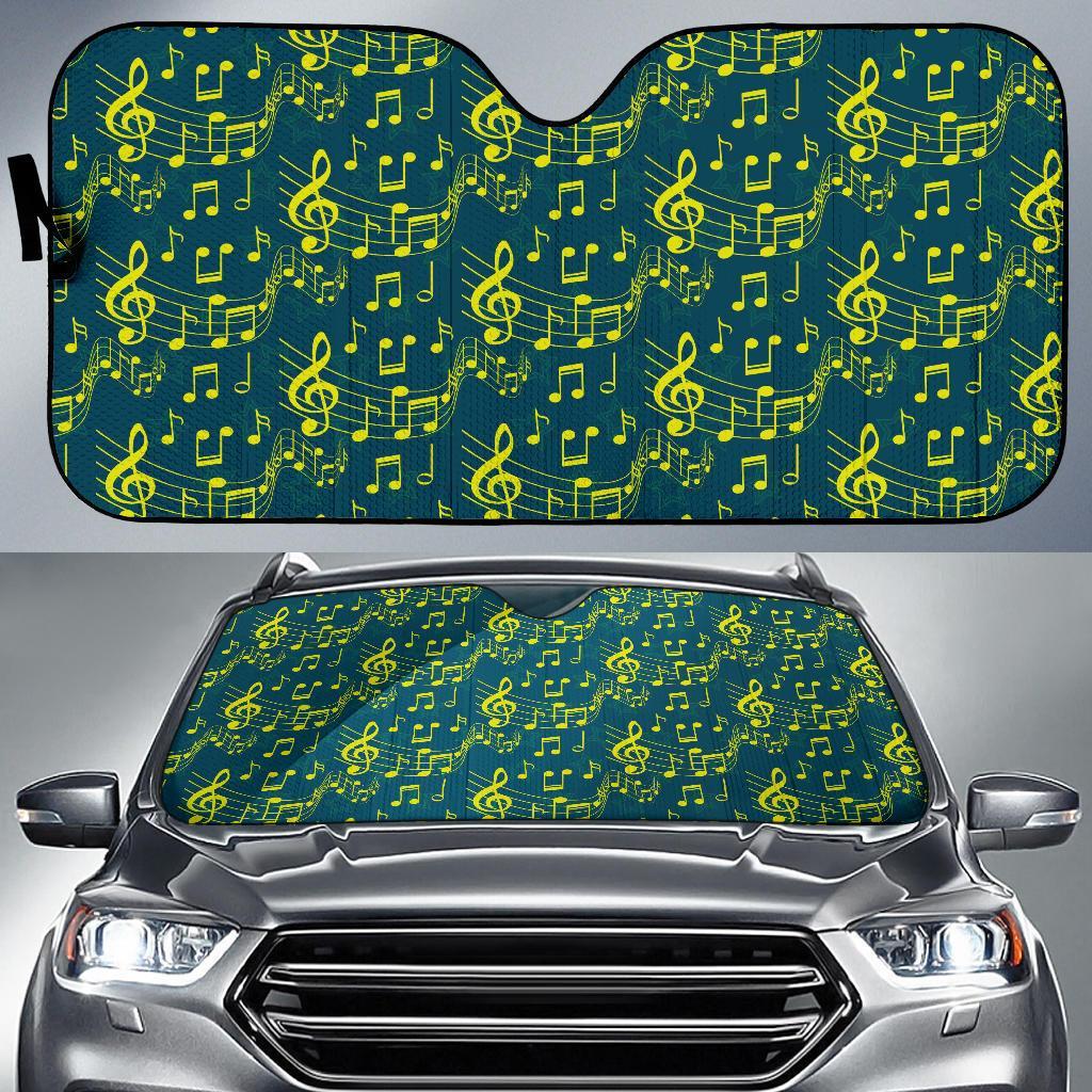 Music Note Pattern Print Car Sun Shade-grizzshop