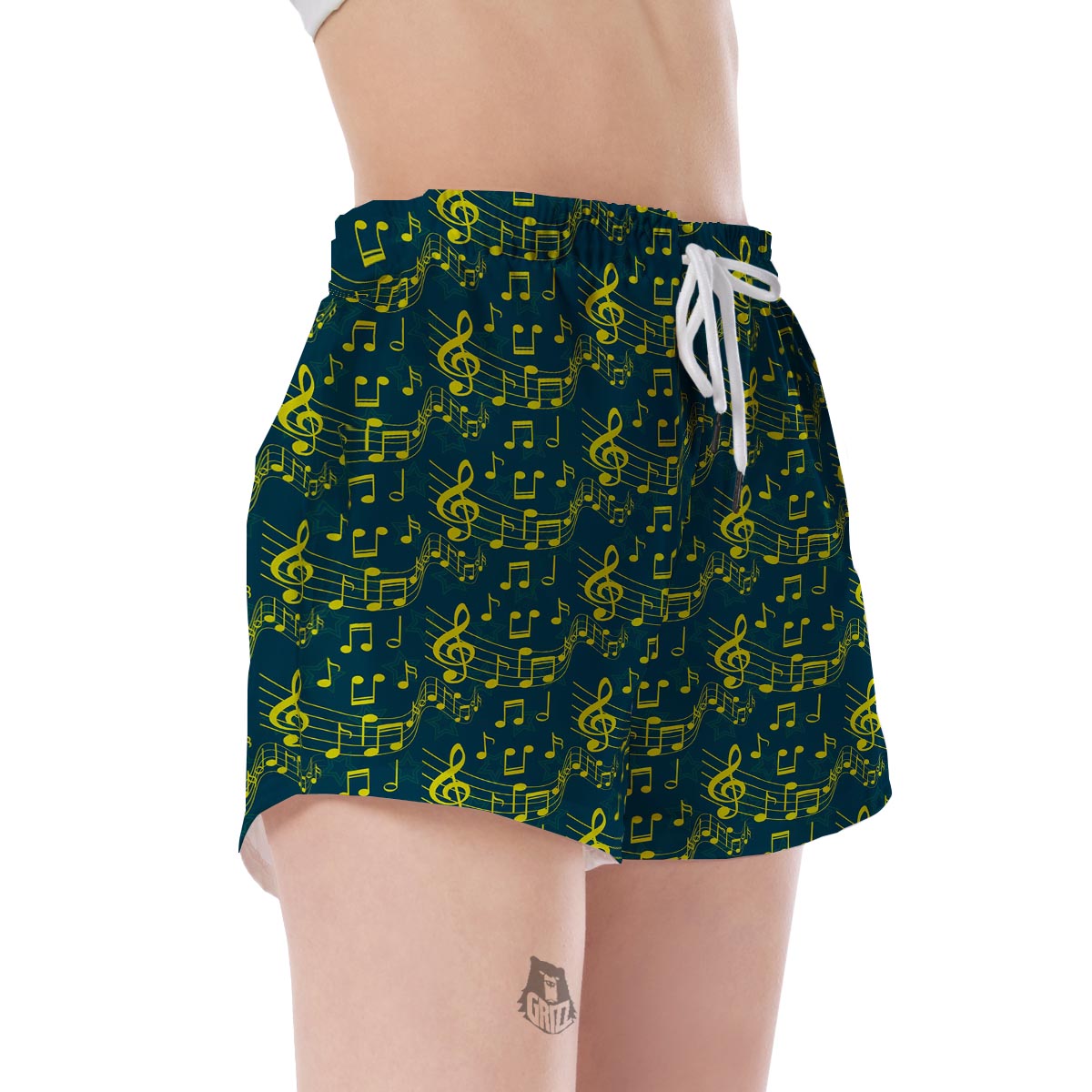 Music Note Pattern Print Women's Shorts-grizzshop