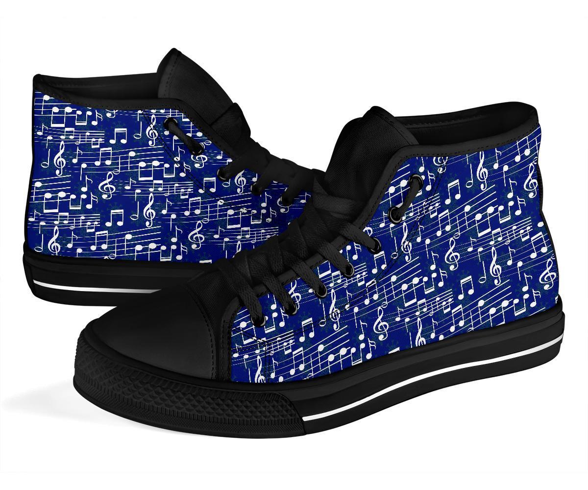 Music Note Print Pattern Men Women's High Top Shoes-grizzshop