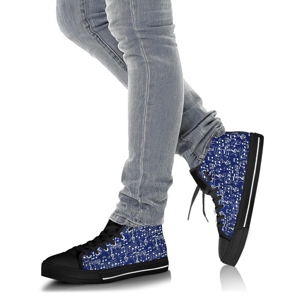 Music Note Print Pattern Men Women's High Top Shoes-grizzshop