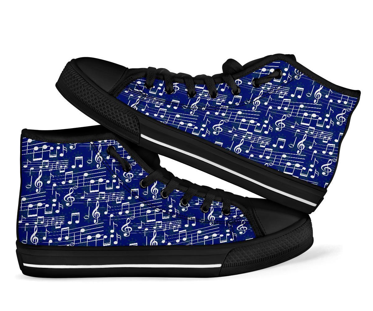 Music Note Print Pattern Men Women's High Top Shoes-grizzshop