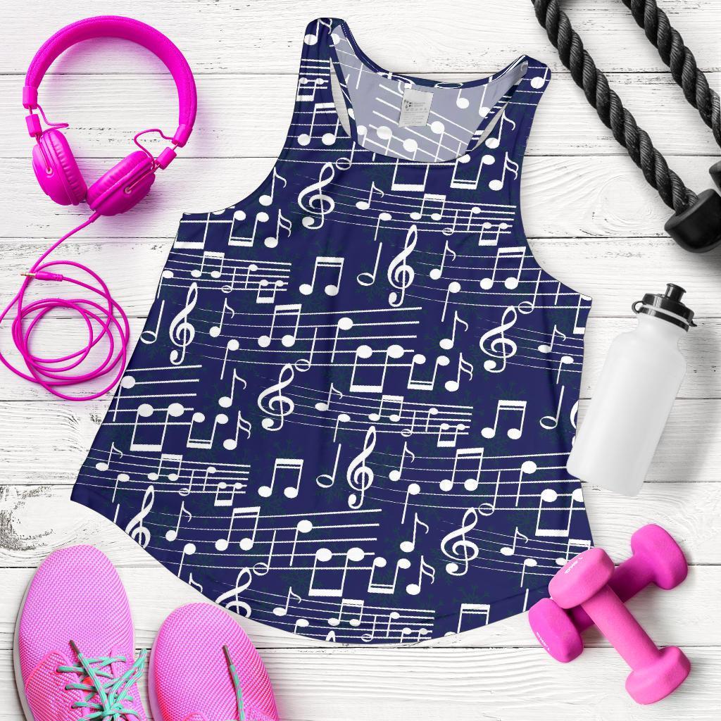 Music Note Print Pattern Racerback Tank Tops-grizzshop