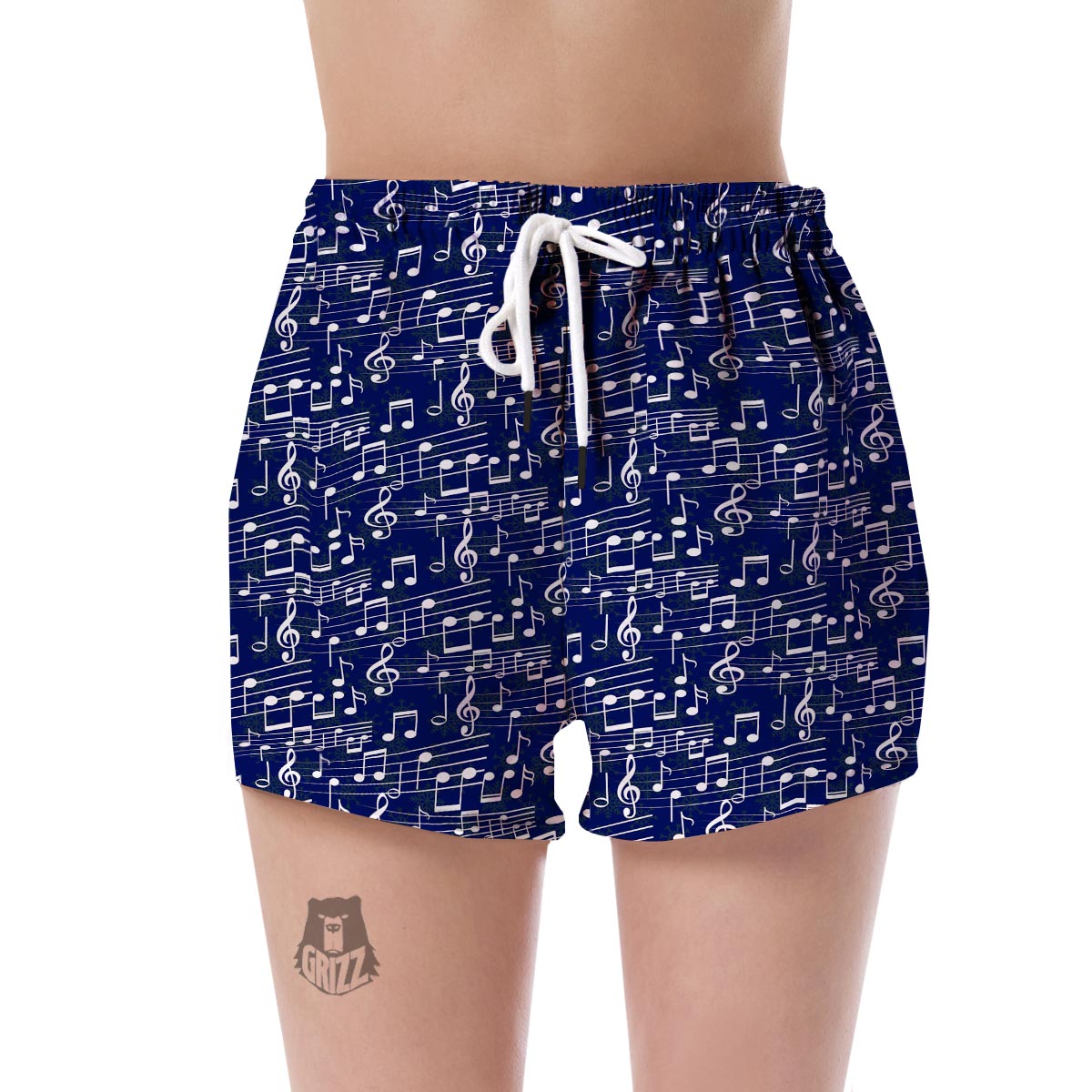 Music Note Print Pattern Women's Shorts-grizzshop