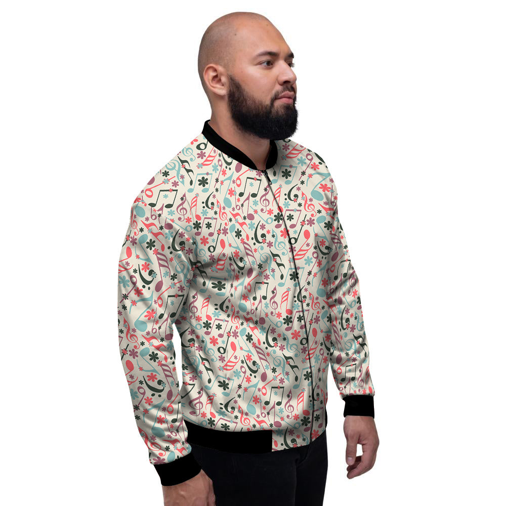 Music Notes Cute Print Pattern Men's Bomber Jacket-grizzshop