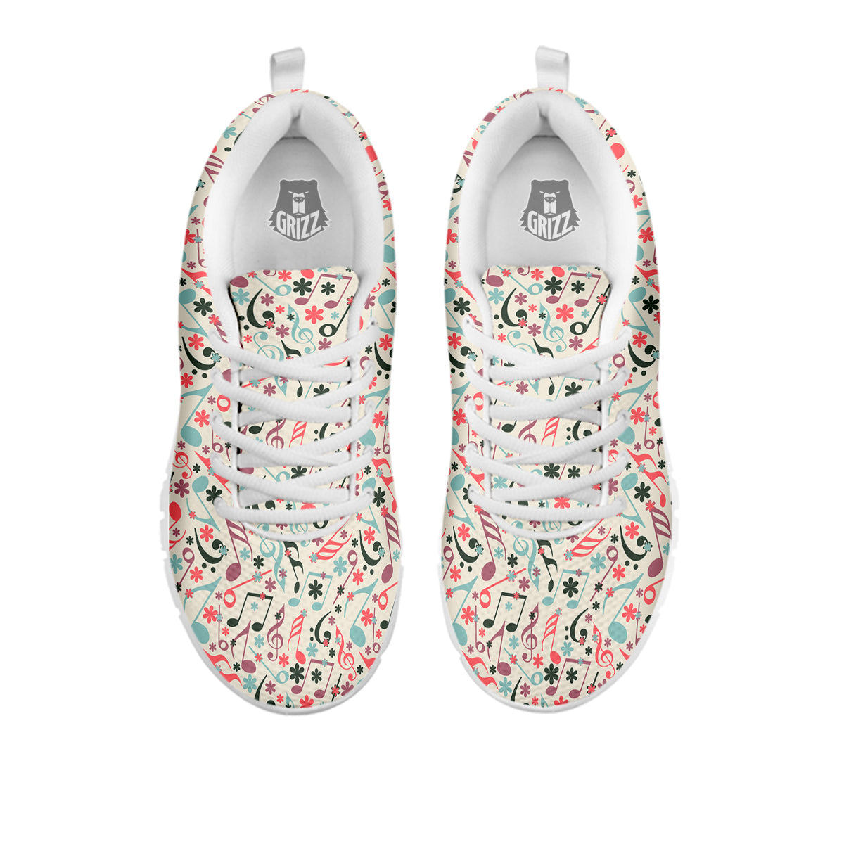 Music Notes Cute Print Pattern White Sneaker-grizzshop