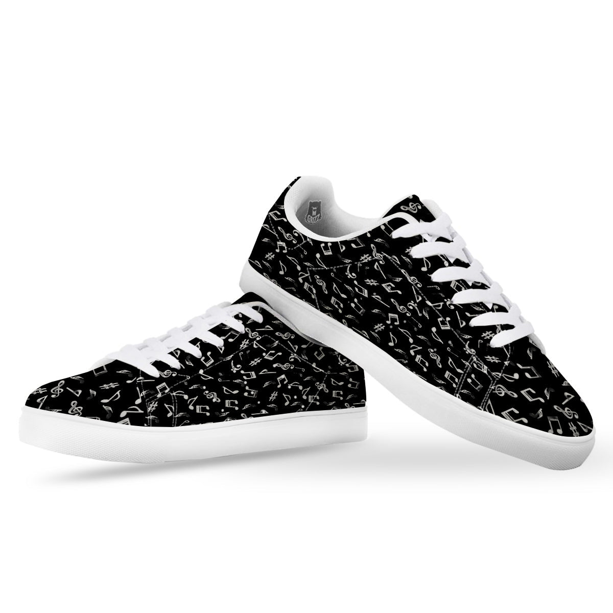 Music Notes Watercolor Print Pattern White Low Top Sneakers-grizzshop