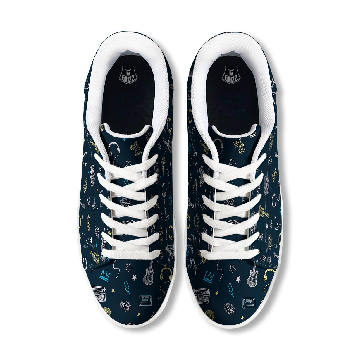 Music Rock And Roll Print Pattern White Low Top Sneakers-grizzshop