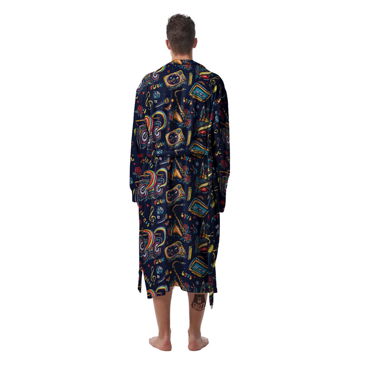 Musical Instruments Print Pattern Men's Robe-grizzshop
