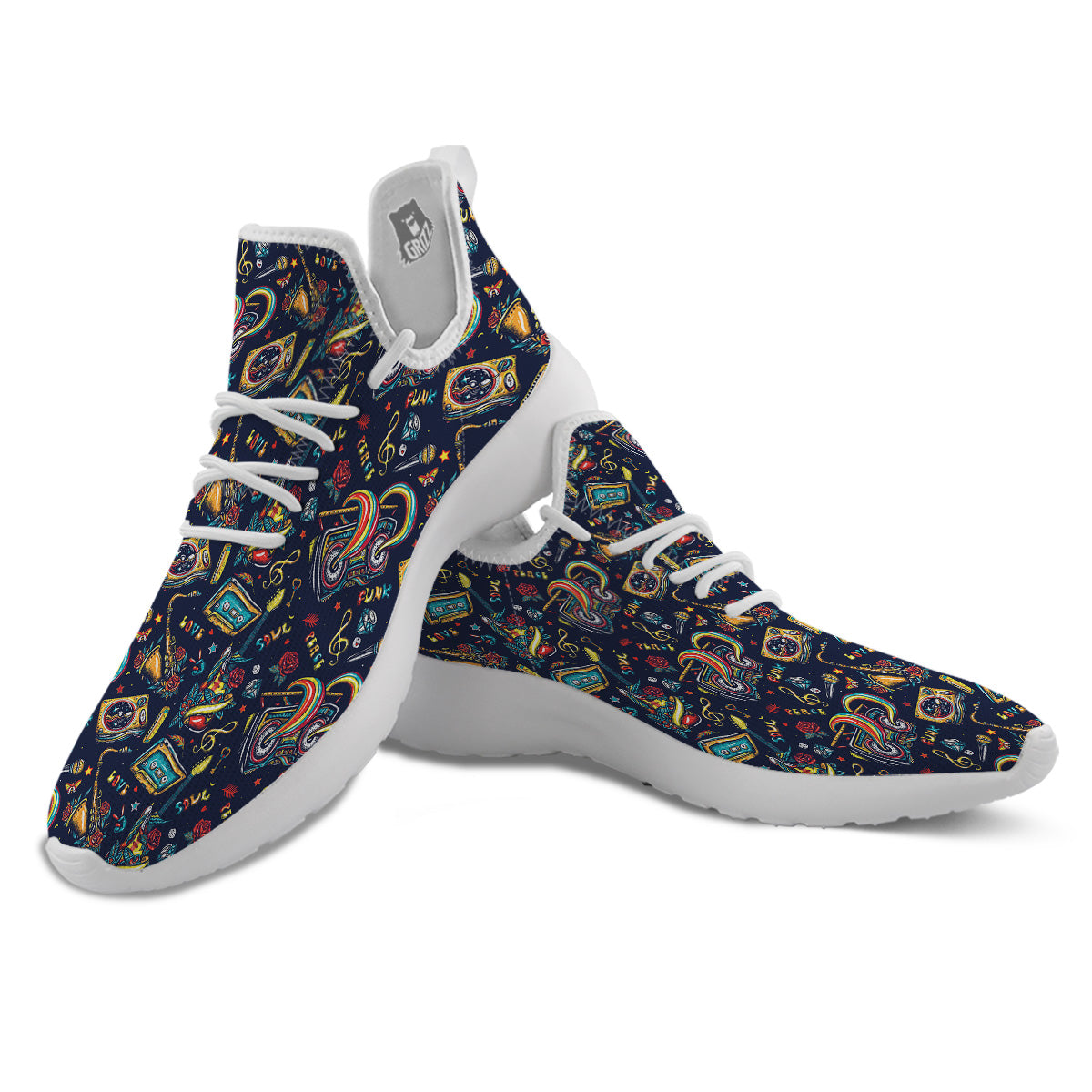 Musical Instruments Print Pattern White Athletic Shoes-grizzshop