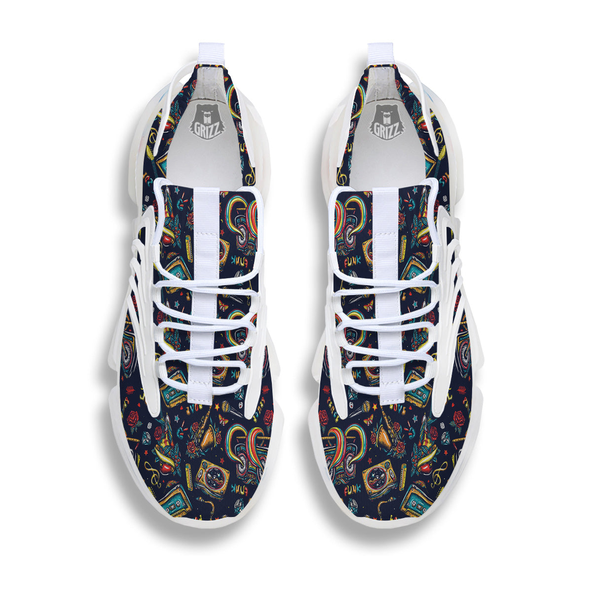Musical Instruments Print Pattern White Gym Shoes-grizzshop