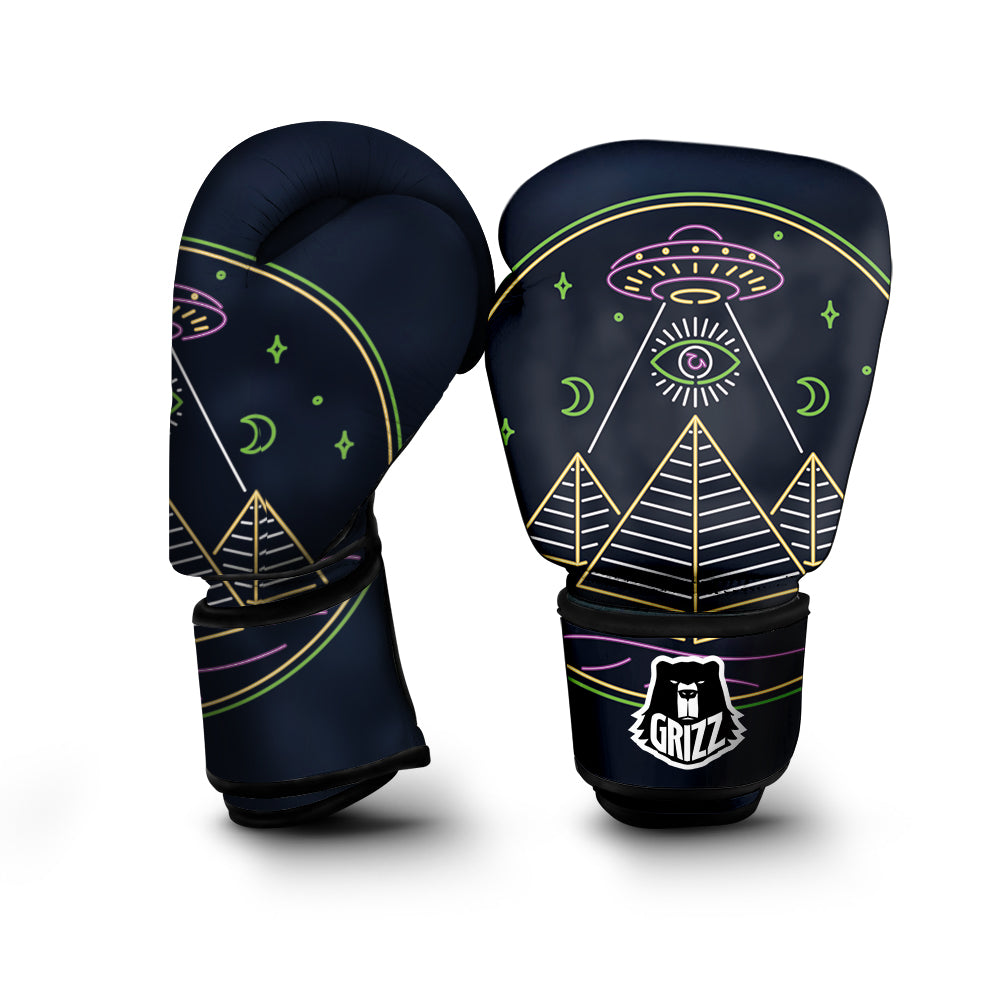 Mystery Of Egypt Neon Print Boxing Gloves-grizzshop