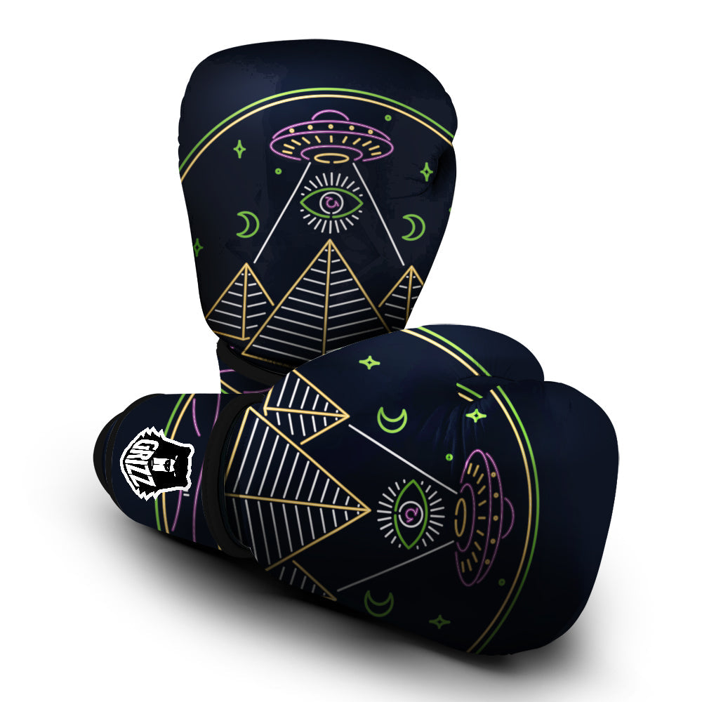 Mystery Of Egypt Neon Print Boxing Gloves-grizzshop