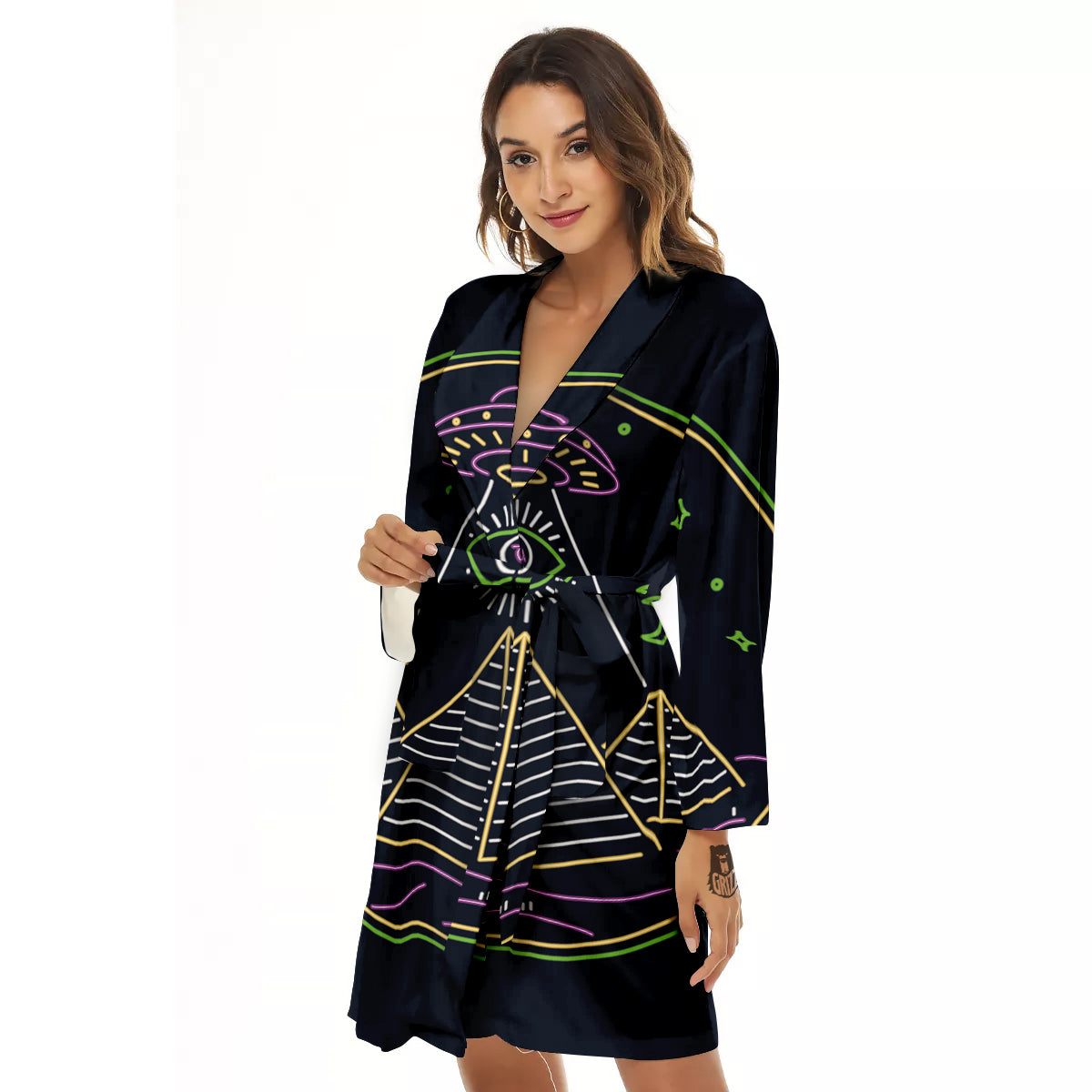 Mystery Of Egypt Neon Print Women's Robe-grizzshop