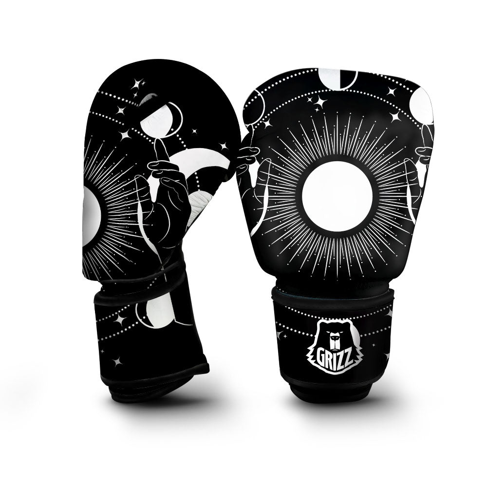 Mystic Wicca White And Black Print Boxing Gloves-grizzshop