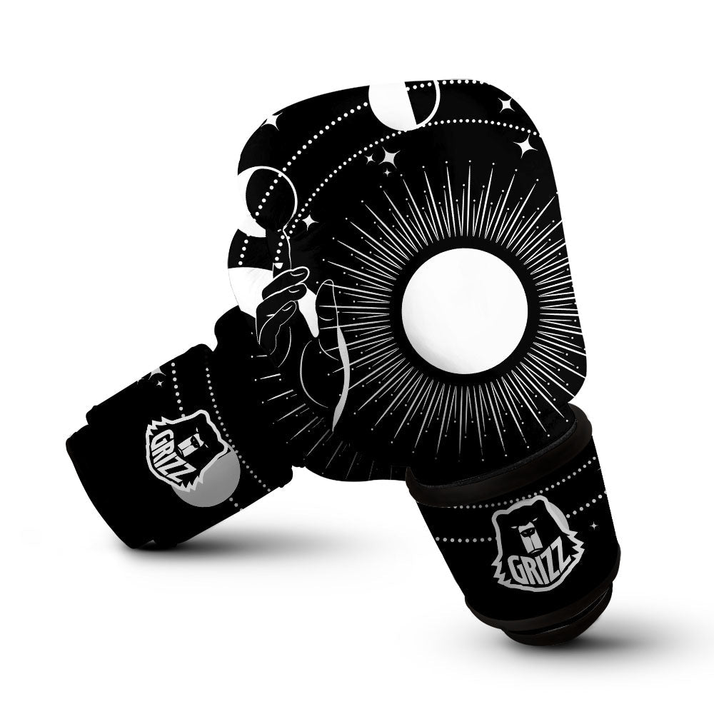 Mystic Wicca White And Black Print Boxing Gloves-grizzshop